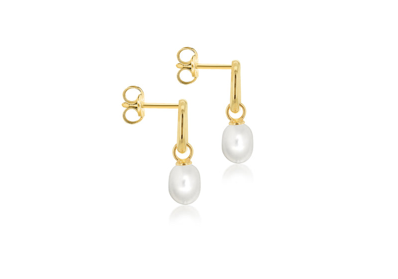9ct Yellow Gold Baroque Freshwater Pearl Drop Earrings