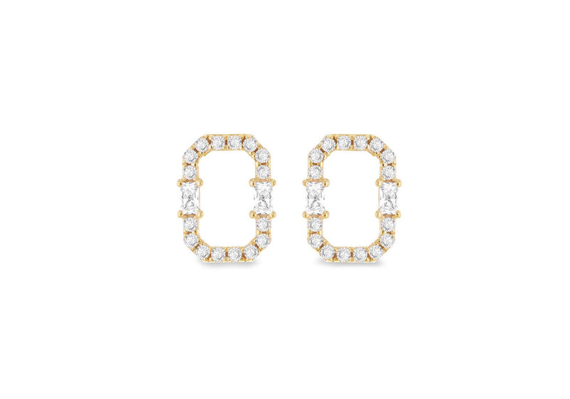 9ct Yellow Gold White Zirconia Square Hoop Earrings