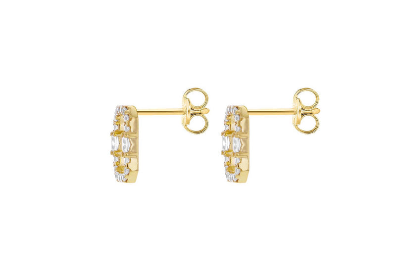 9ct Yellow Gold White Zirconia Square Hoop Earrings