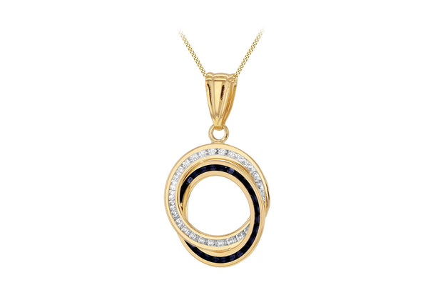 9ct Yellow Gold Black and White Zirconia Interlinked Pendant