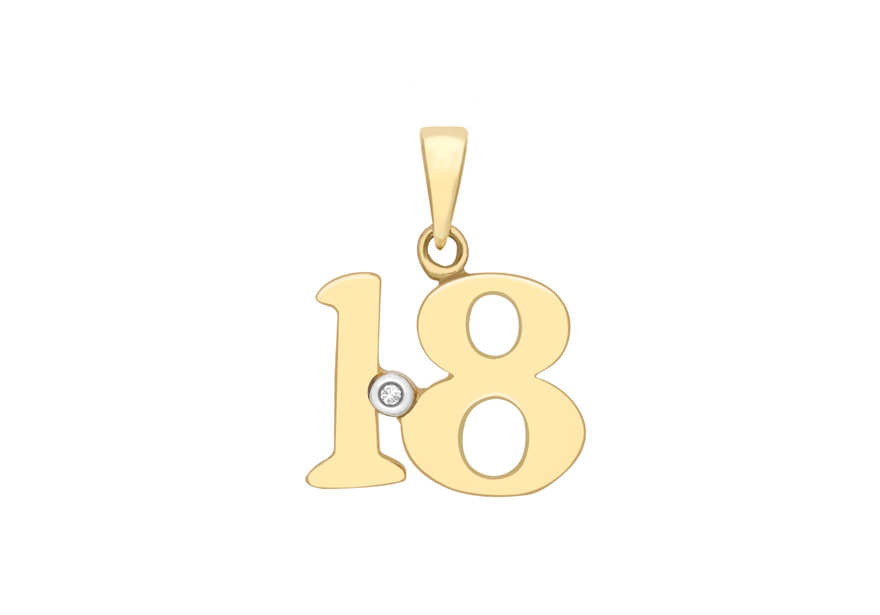 9ct Yellow Gold 0.005ct Diamond Set '18' Pendant