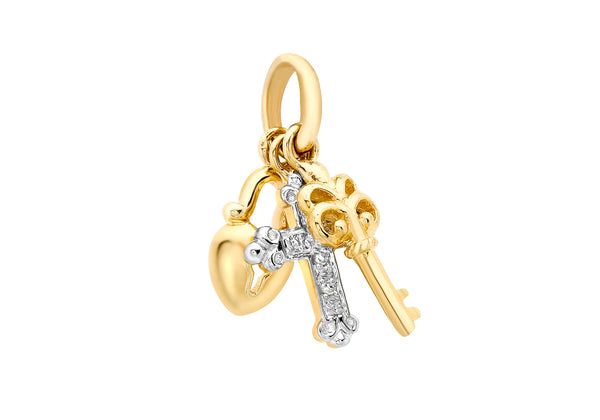 9ct Two-Tone Gold Diamond Set Faith, Hope and Charity Pendant