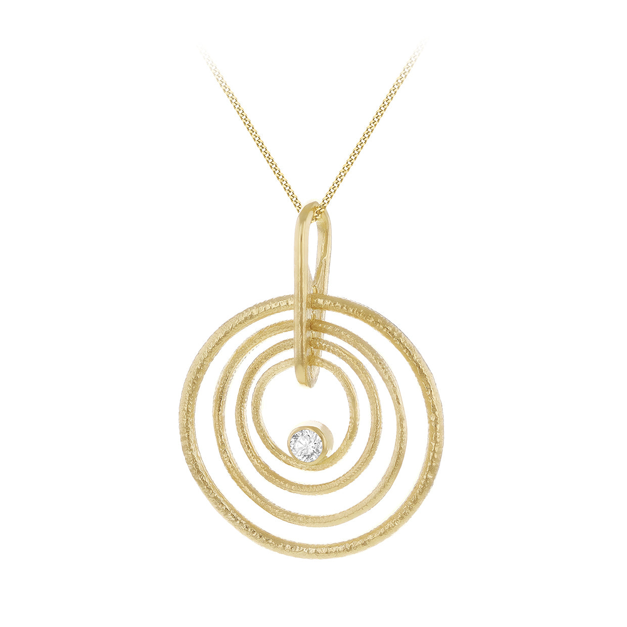9ct Yellow Gold 0.05ct Diamond Nested Ripple Pendant