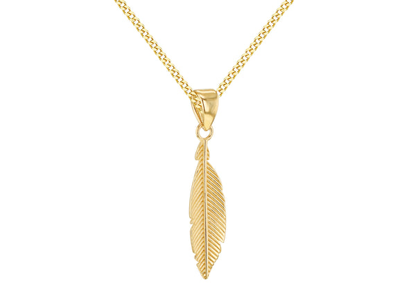 9ct Yellow Gold Quill Leaf Pendant