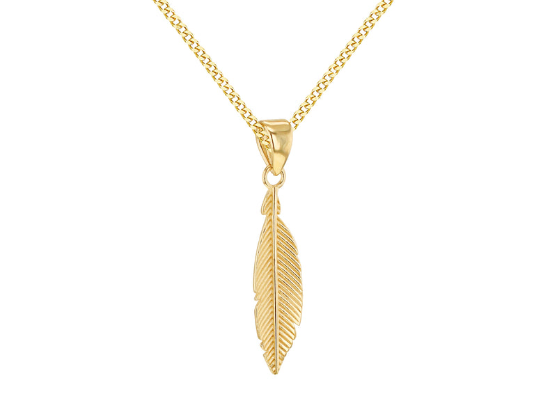 9ct Yellow Gold Quill Leaf Pendant