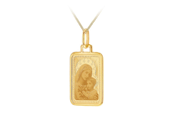 9ct Yellow Gold Long Mary and Child Pendant