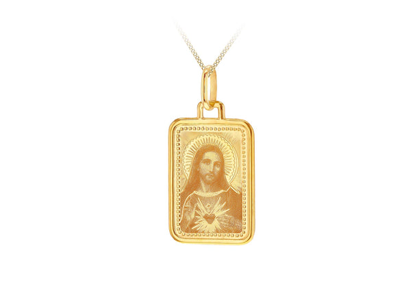 9ct Yellow Gold Rectangle Jesus Christ Pendant