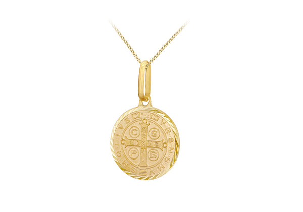 9ct Yellow Gold Saint Benedict Medal Pendant