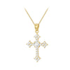 9ct Yellow Gold White Zirconia Ornate Cross Pendant
