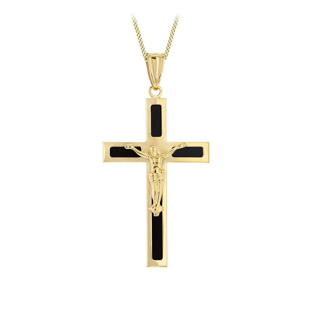 9ct Gold Black Onyx Crucifix Pendant