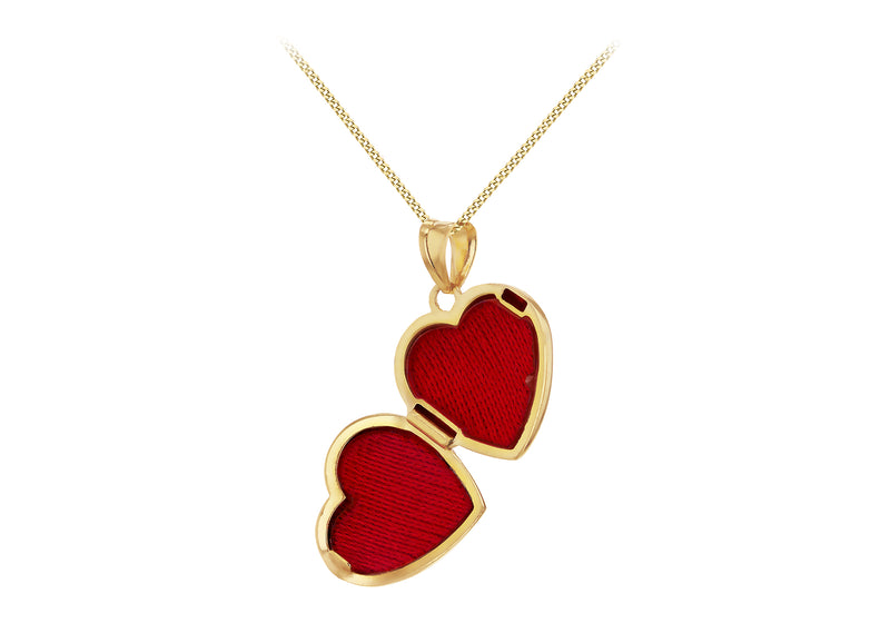 9ct Yellow Gold Ribbed Heart Locket Pendant