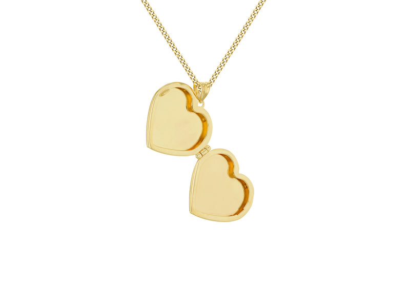 9ct Yellow Gold Etched Heart Locket Pendant