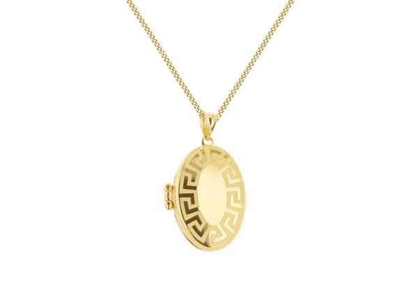 9ct Yellow Gold Greek Locket Pendant