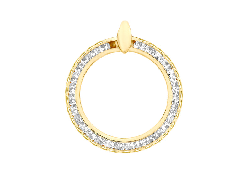 9ct Yellow Gold Diamond Cut Round White Zirconia Pendant
