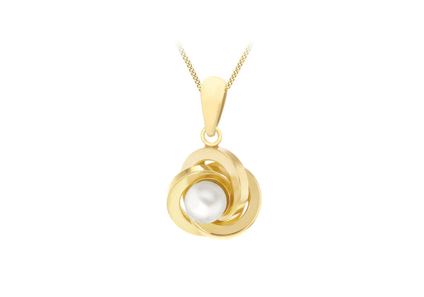 9ct Yellow Gold Freshwater Pearl Knot Pendant