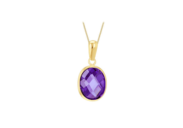 9ct Yellow Gold Purple Oval Swarovski Crystal Pendant