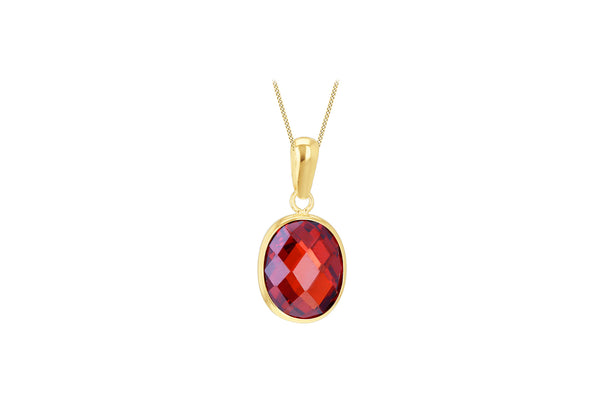 9ct Yellow Gold Maroon Swarovski Oval Crystal Pendant