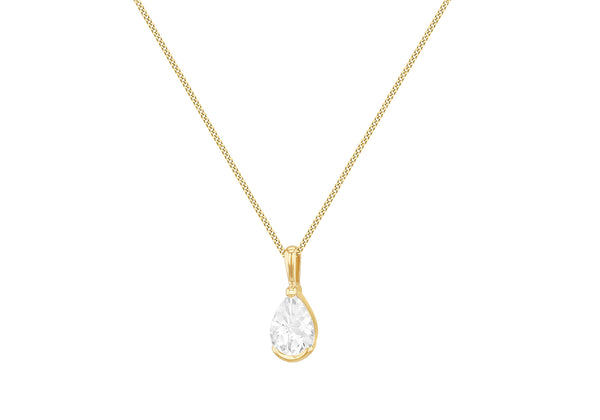 9ct Yellow Gold Zirconia Teardrop Pendant