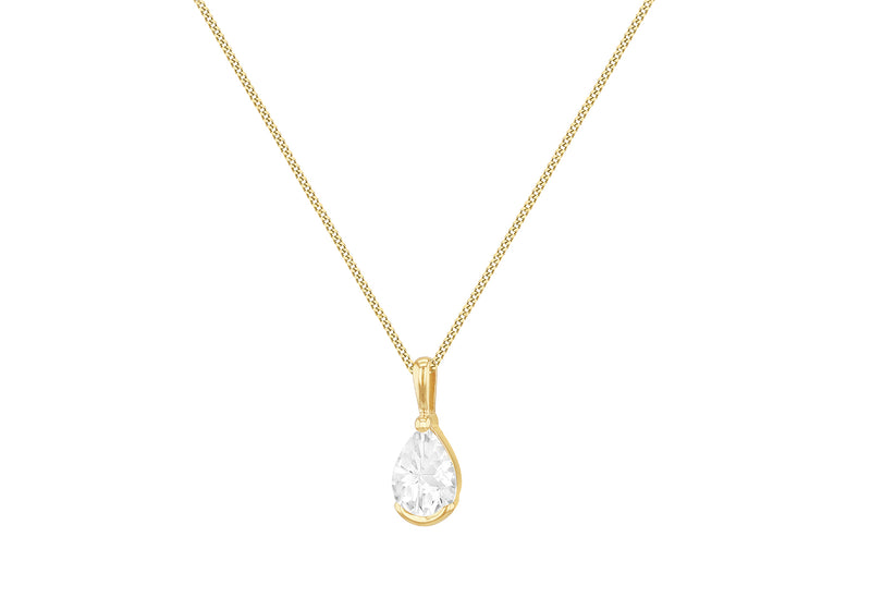 9ct Yellow Gold Zirconia Teardrop Pendant