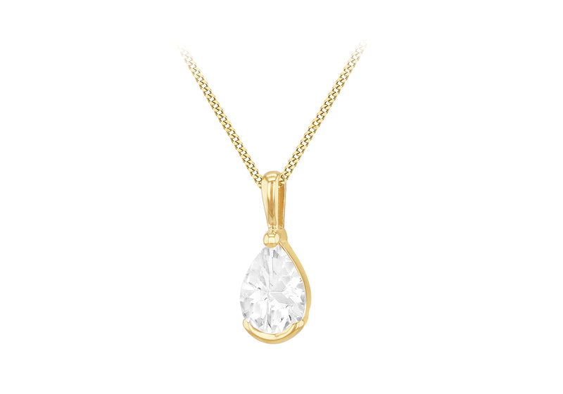 9ct Yellow Gold Zirconia Teardrop Pendant