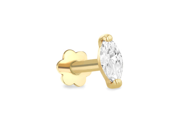 9ct Yellow Gold Marquise Zirconia Labret Stud