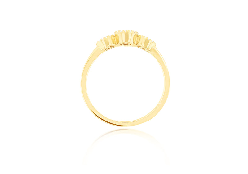 9ct Yellow Gold 0.28 Carat Diamonds and Rubies Trinity Ring