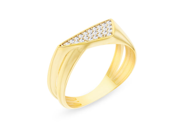 9ct Yellow Gold Zirconia Triangle Crossover Ring