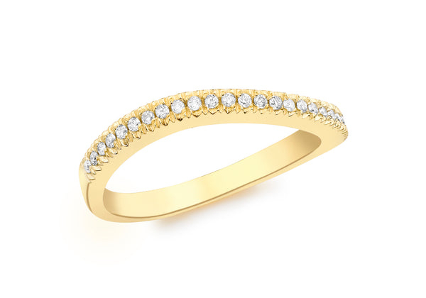 9ct Yellow Gold 0.15ct Diamond Half-Eternity Wave Ring