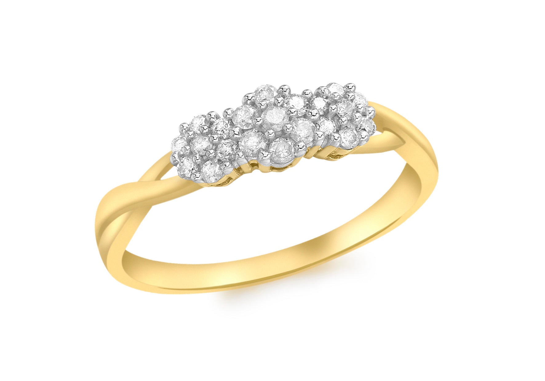 9ct Yellow Gold 0.25ct Diamond Cluster Ring