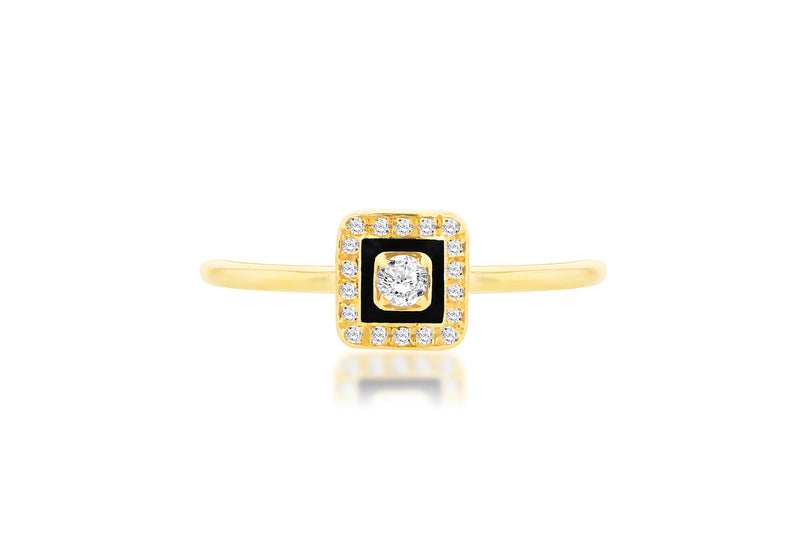 9ct Yellow Gold 0.05ct and 0.18ct Square Diamond Ring