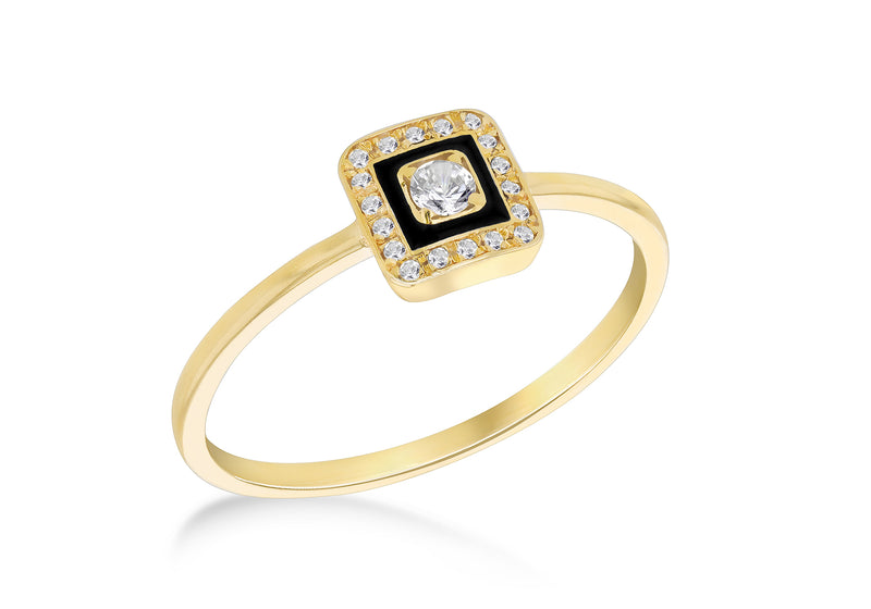 9ct Yellow Gold 0.05ct and 0.18ct Square Diamond Ring