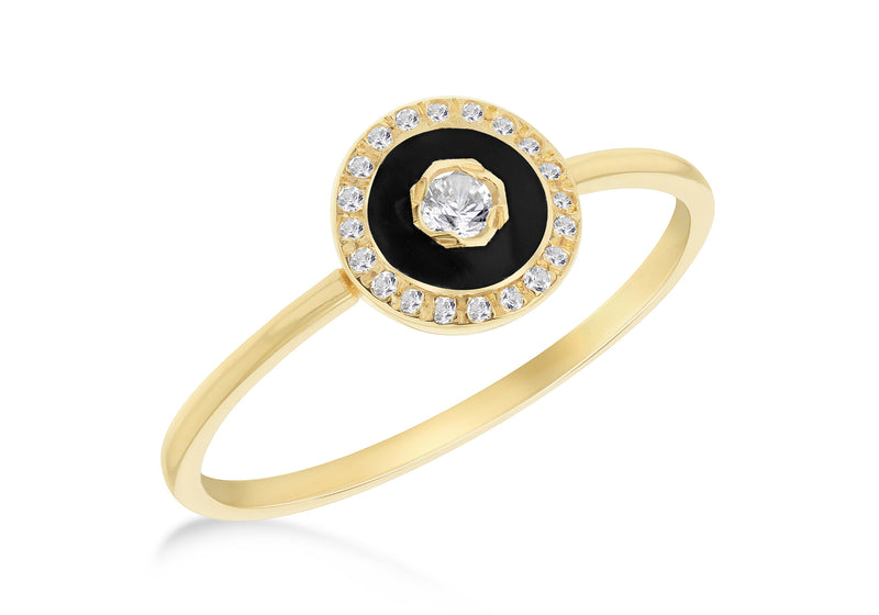 9ct Yellow Gold 0.05ct and 0.19ct Diamond Halo Ring