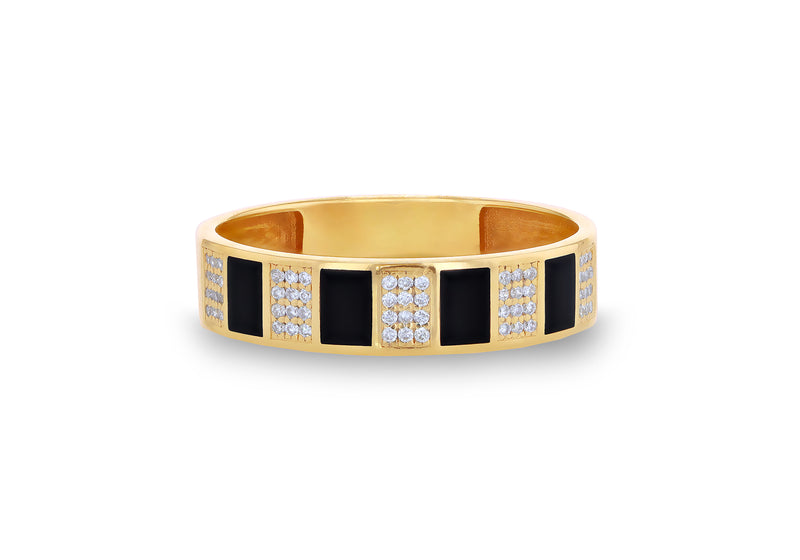 9ct Yellow Gold 0.5ct Diamond Array Black Box Band Ring