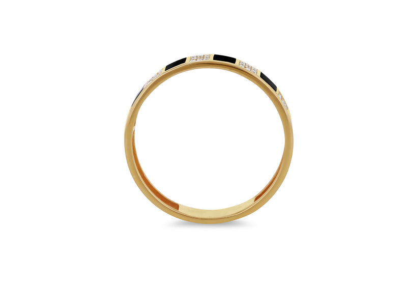 9ct Yellow Gold 0.5ct Diamond Array Black Box Band Ring