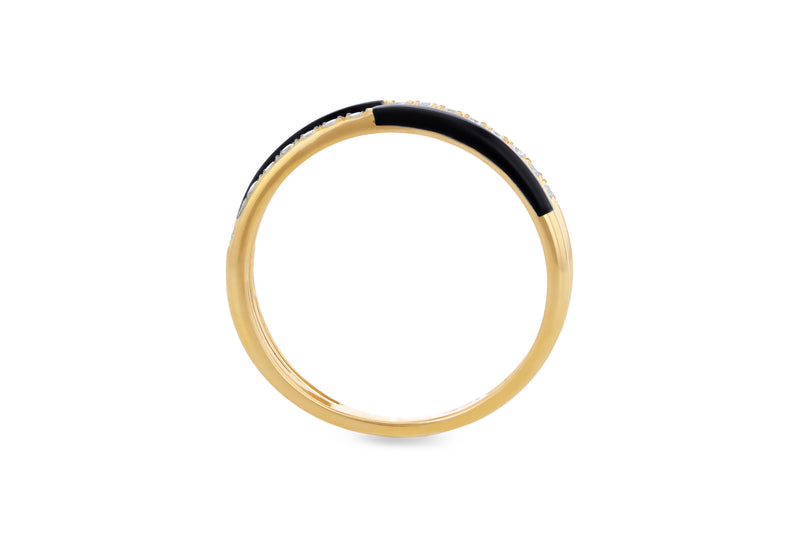 9ct Yellow Gold 0.005ct Diamond Check Twin Band Ring