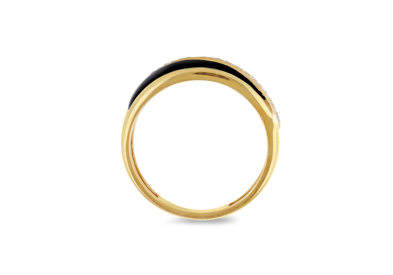 9ct Yellow Gold Diamond Array Split Enamel Ring