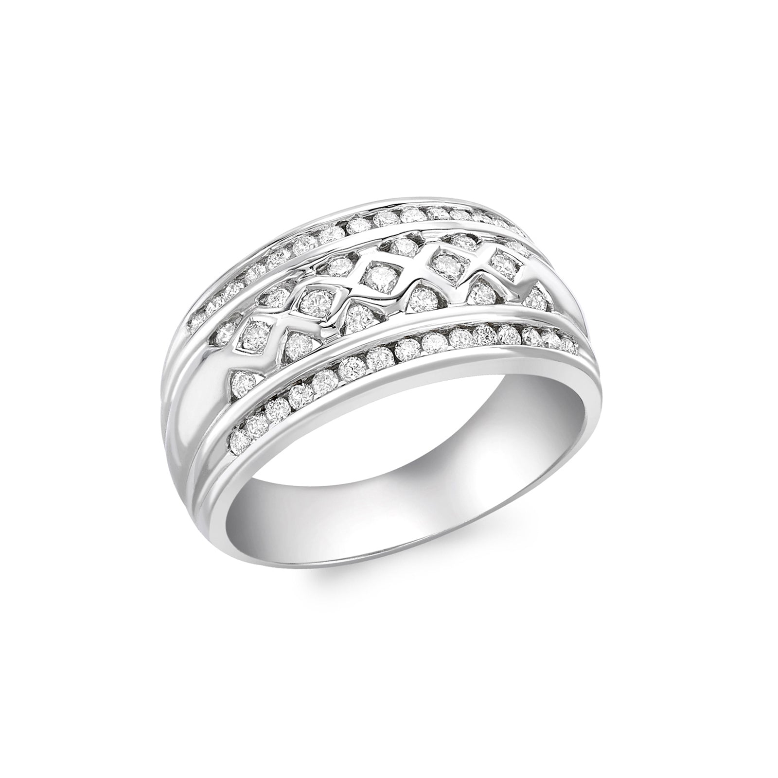 9ct White Gold 0.50ct Diamond Multi-Row Lattice Ring