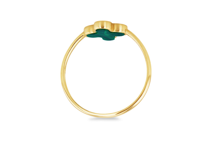 9ct Yellow Gold Malachite Clover Ring