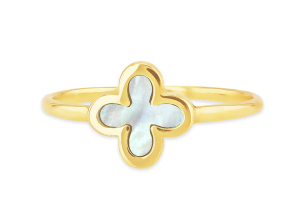9ct Yellow Gold Mother of Pear Clover Ring