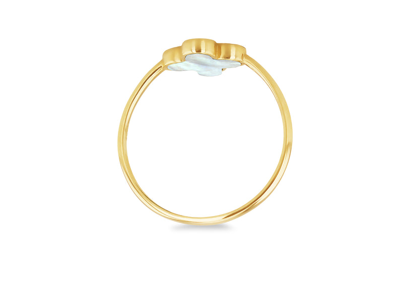 9ct Yellow Gold Mother of Pear Clover Ring