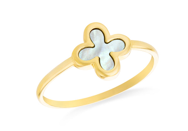 9ct Yellow Gold Mother of Pear Clover Ring