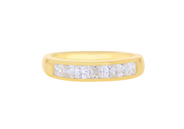9ct Yellow Gold Seven Stone Zirconia Channel Set Ring