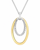 9ct Two-Tone Gold Diamond Cut Double Oval Pendant