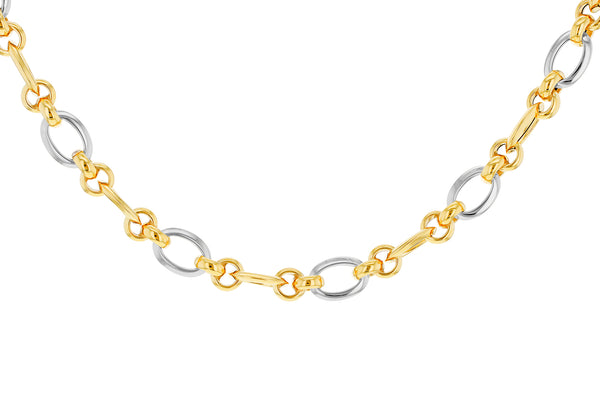 9ct Two-Tone Gold Oval Round Links Necklace Chain
