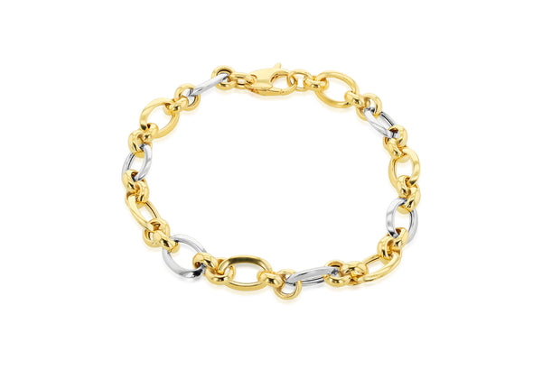 9ct Yellow Gold Oval Round Links Bracelet