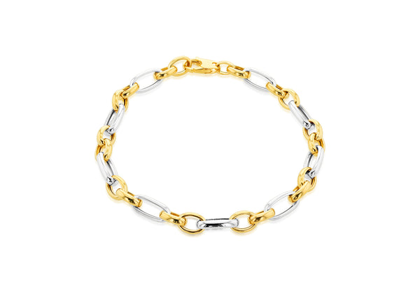 9ct Two-Tone Gold Figaro Links Bracelet