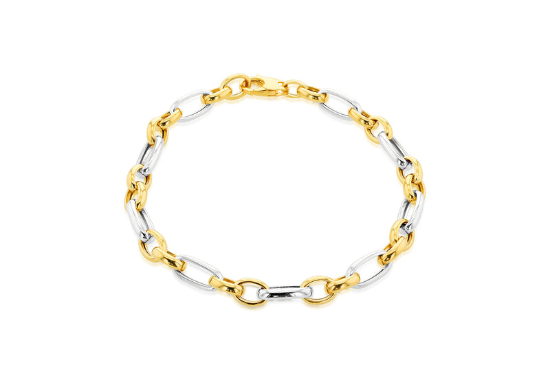 9ct Two-Tone Gold Figaro Links Bracelet