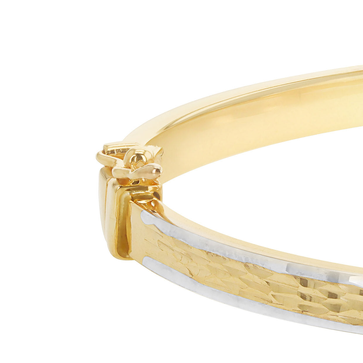9ct Two-Tone Gold Faceted Diamond Cut Bangle