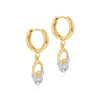 9ct Two-Tone Gold Hoop & Claddagh Drop Earrings