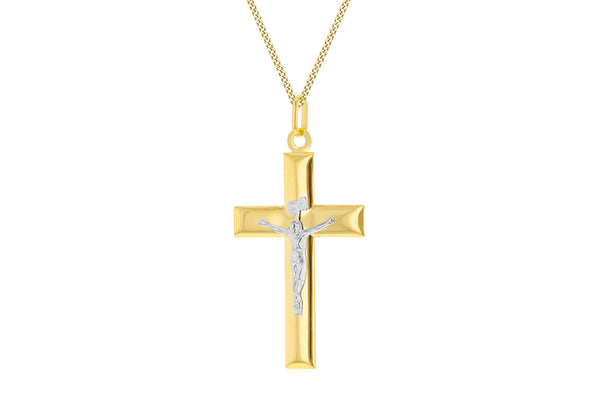 9ct Two-Tone Gold Large Crucifix Pendant
